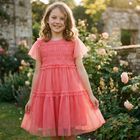 Girls Pink Tulle Dress, 3, hi-res