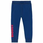 بنطلون رياضى بالشعار باللون الازرق للاولاد, 1, hi-res