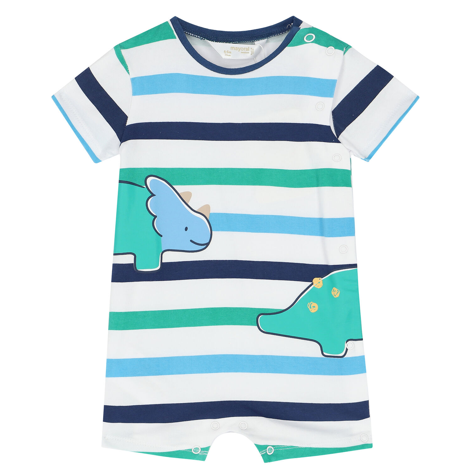 Baby Boys Blue & White Rompers (3 Pack), 1, hi-res