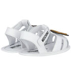 White Teddy Bear Logo Baby Sandals, 1, hi-res