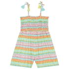 Girls Multi-Coloured Smocked Playsuit, 1, hi-res