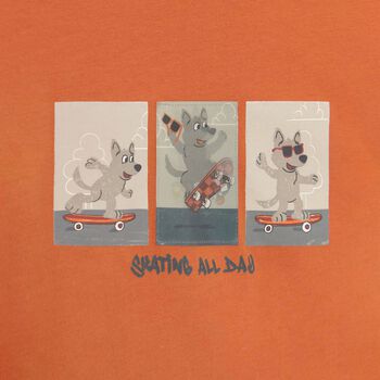 Younger Boys Orange Puppies Long Sleeve Top