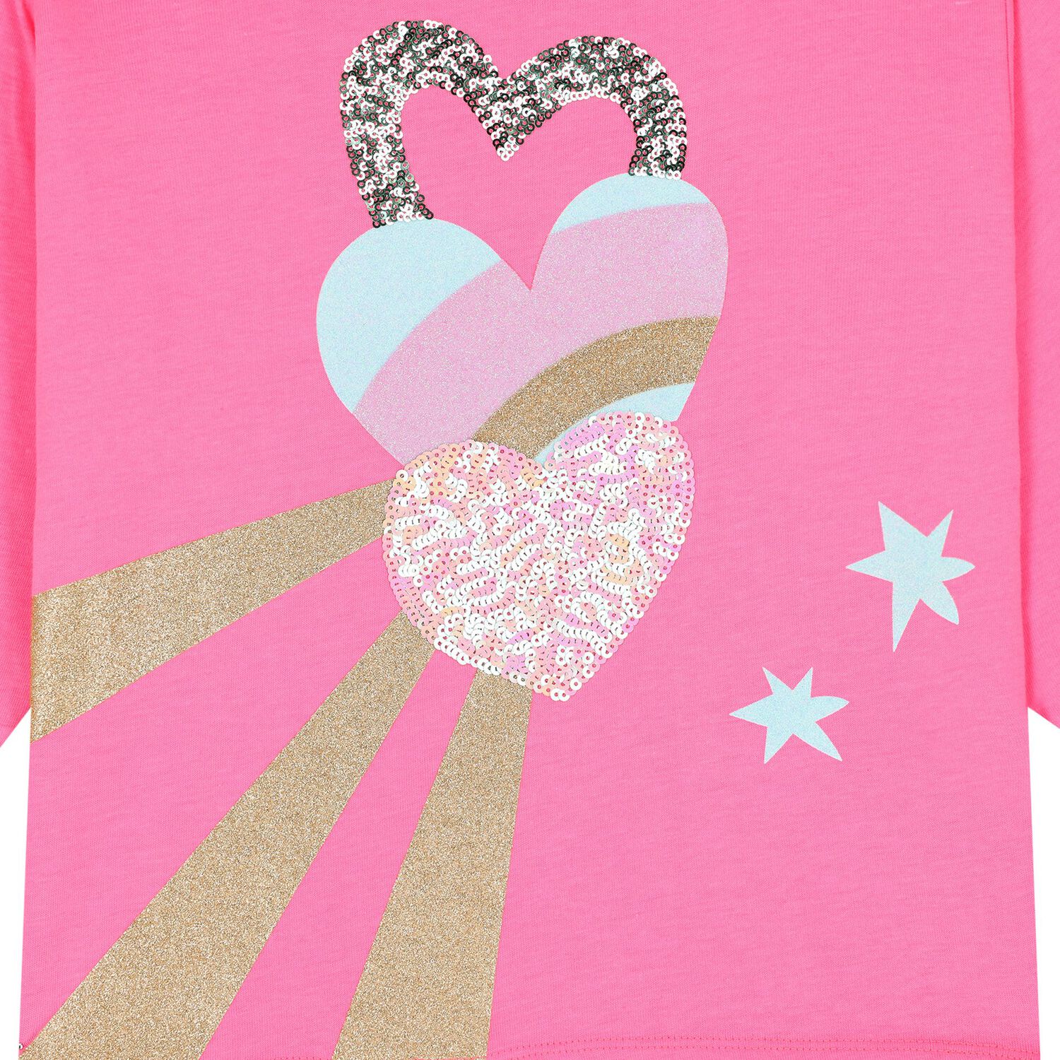 Girls Pink Logo Sequin Long Sleeve Top, 1, hi-res image number null