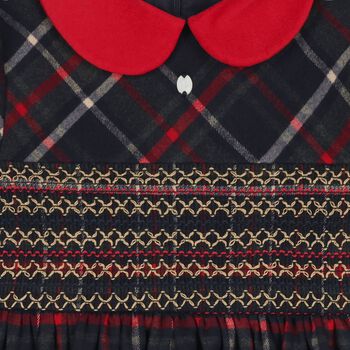 Girls Navy Blue Tartan Dress
