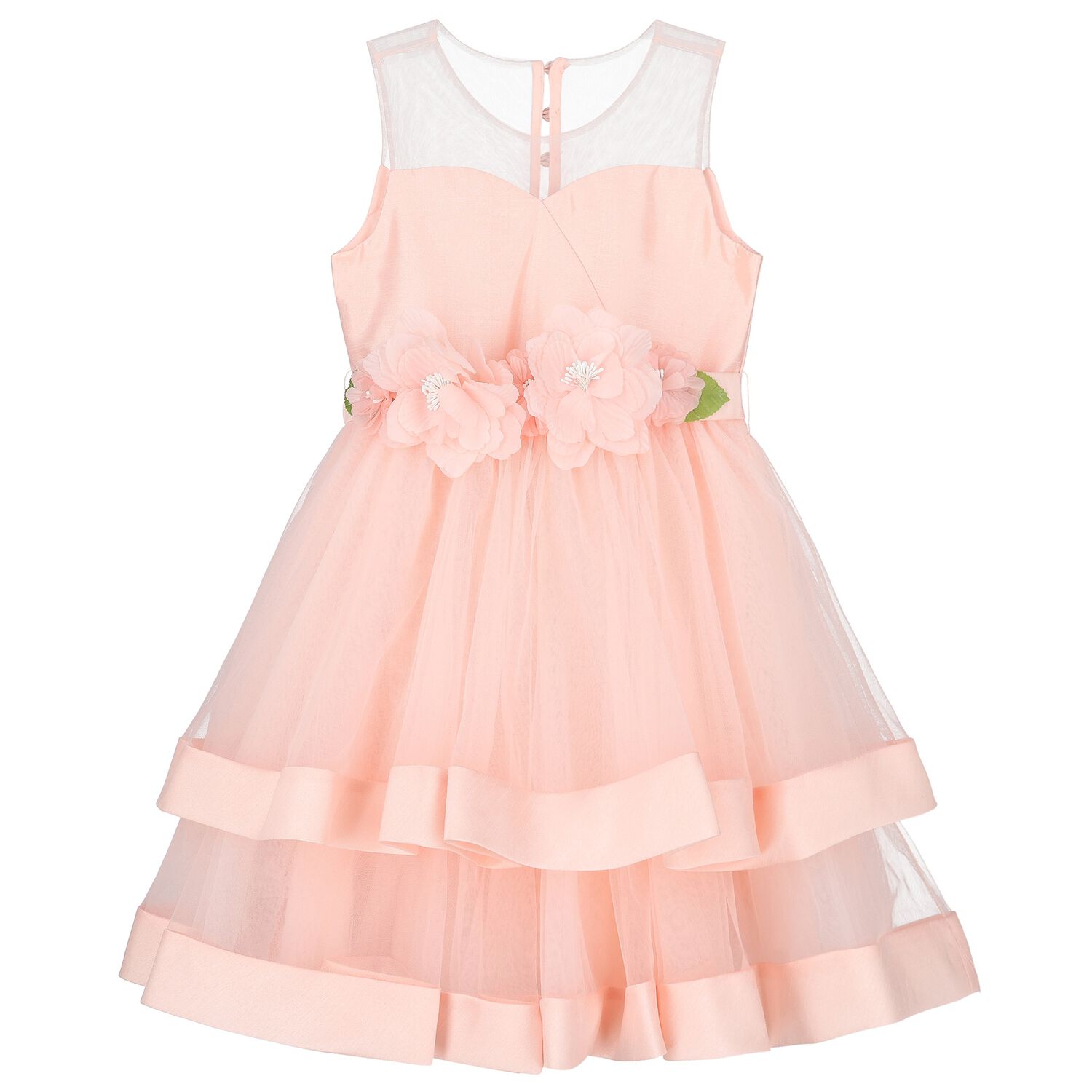 Girls Pink Floral Tulle Dress, 1, hi-res image number null