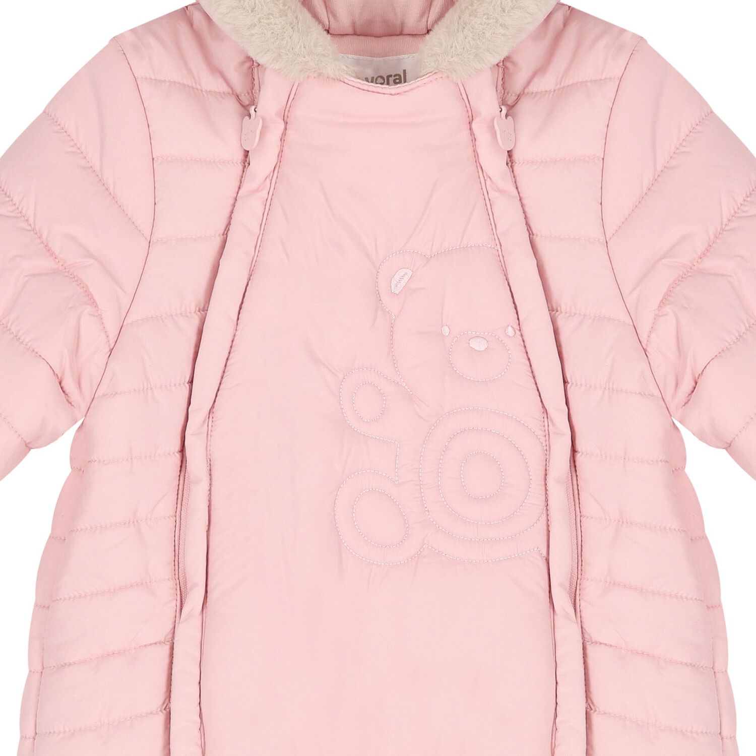 Baby Girls Pink Logo Teddy Bear Snowsuit, 2, hi-res image number null