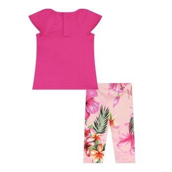 Baby Girls Pink Floral Logo Leggings Set