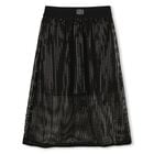 Girls Black Logo Sequin Mesh Midi Skirt, 1, hi-res
