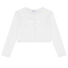 Girls White Bow Knit Cardigan, 1, hi-res