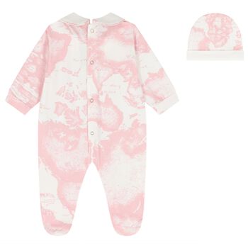 Baby Girls Ivory & Pink Geo Map Babygrow Gift Set