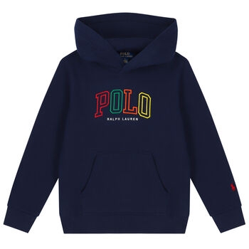 Boys Navy Blue Logo Hooded Top