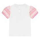 Younger Girls White & Pink Teddy Bear Zig Zag T-Shirt, 1, hi-res