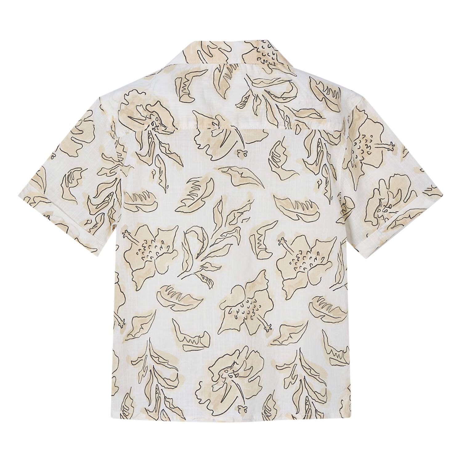 Boys Ivory & Beige Cotton Shirt, 1, hi-res
