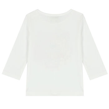 Younger Girls White Tiger Long Sleeve Top