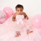Baby Girls Pink Bow Tulle Dress Set, 1, hi-res