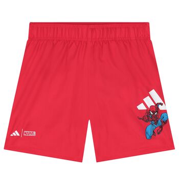 Boys Red Marvel Swim Shorts