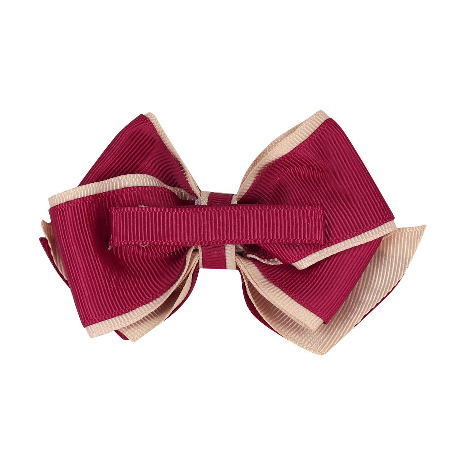 Girls Burgundy Bow Hairclip, 2, hi-res