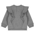 Younger Girls Grey Logo Ruffle Sweatshirt, 1, hi-res