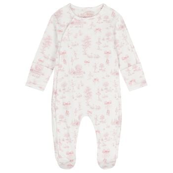 Baby Girls White & Pink Swan Babygrow