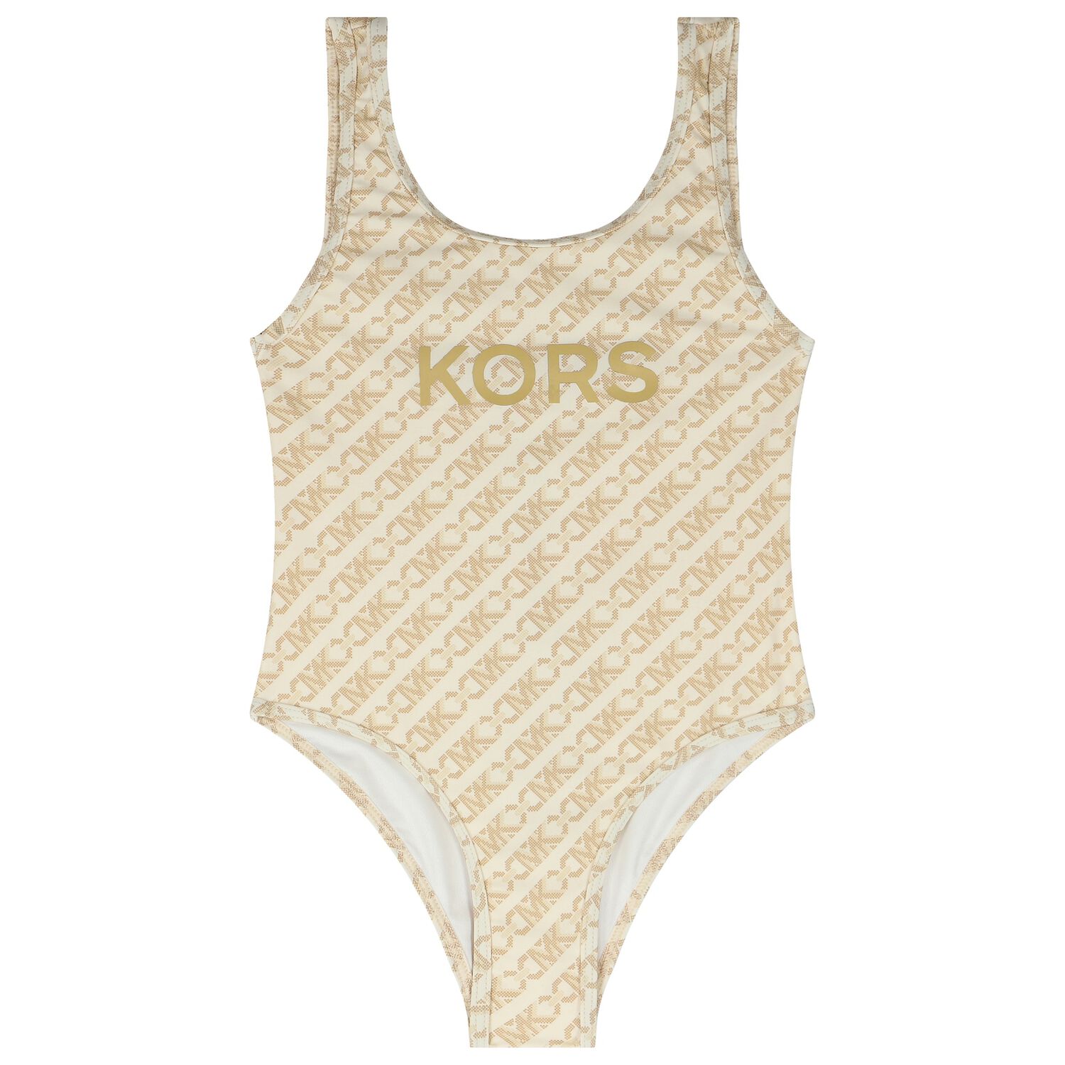 Girls Beige Logo Swimsuit, 1, hi-res image number null