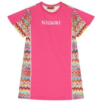 فستان زيجزاج باللون الوردي للبنات 