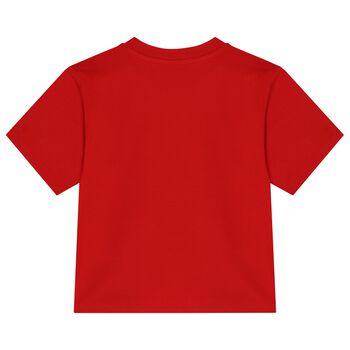 Girls Red Embellished Logo T-Shirt