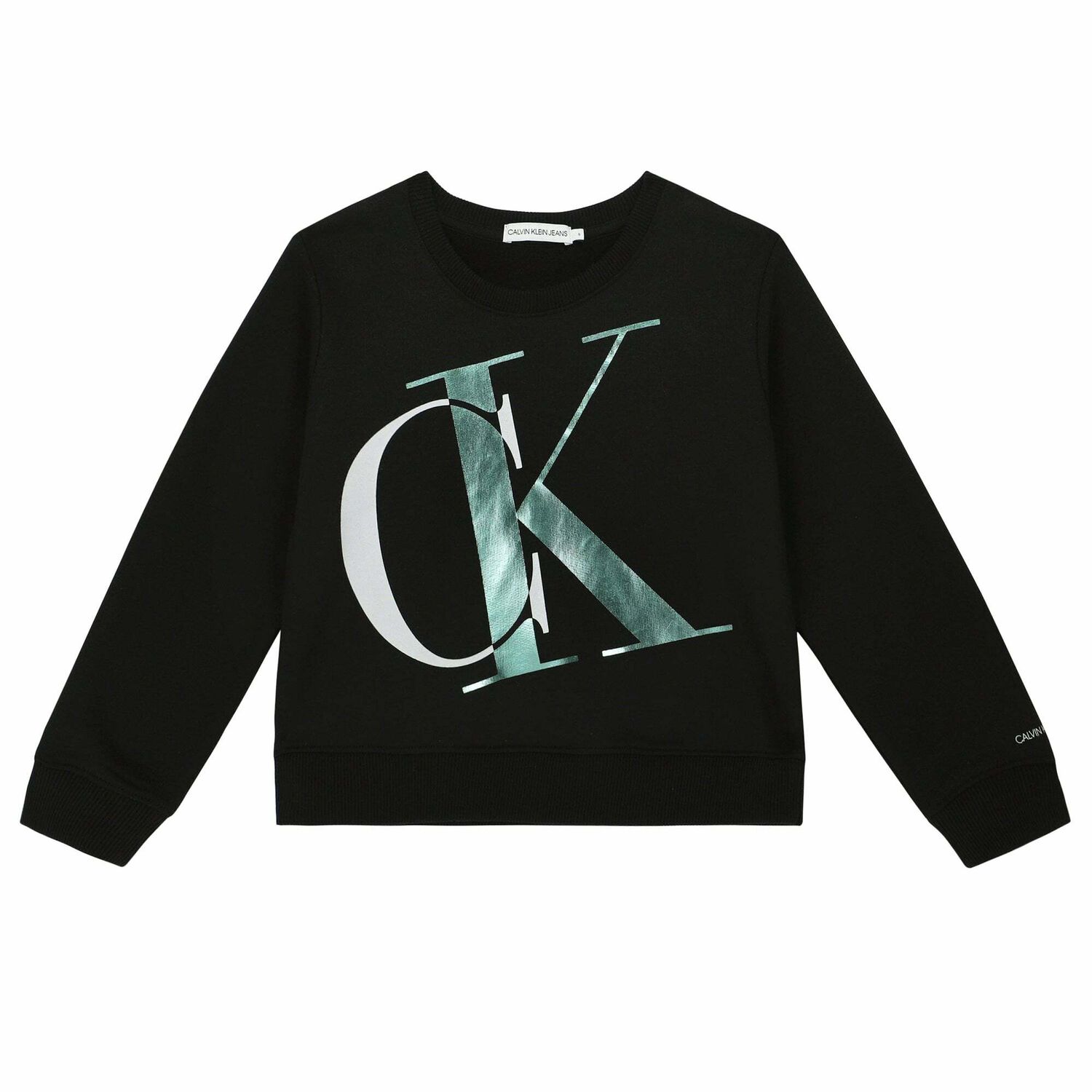 Girls Black Logo Sweatshirt, 1, hi-res