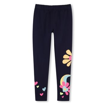 Girls Navy Blue Flower Leggings