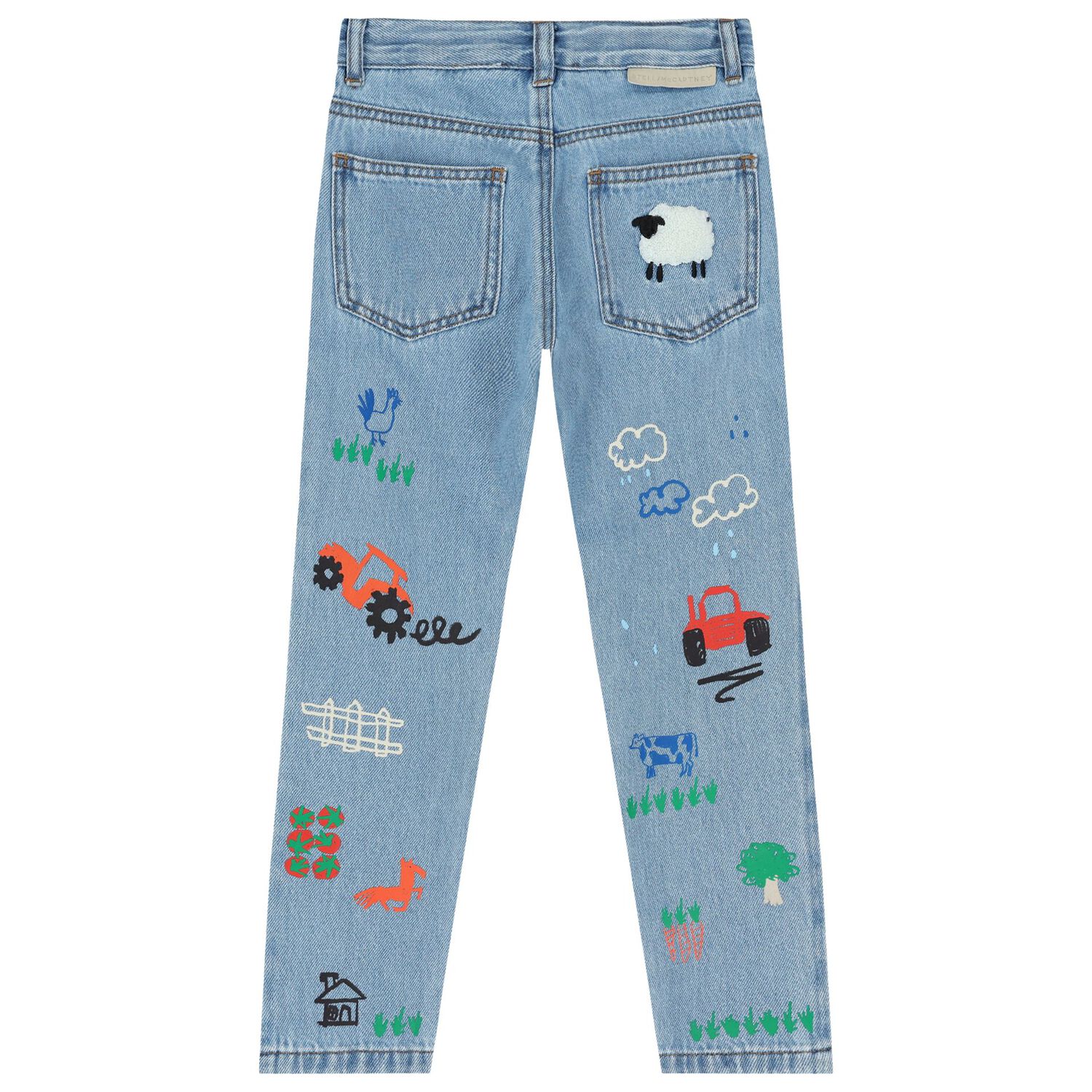 Boys Blue Doodle Denim Jeans, 1, hi-res