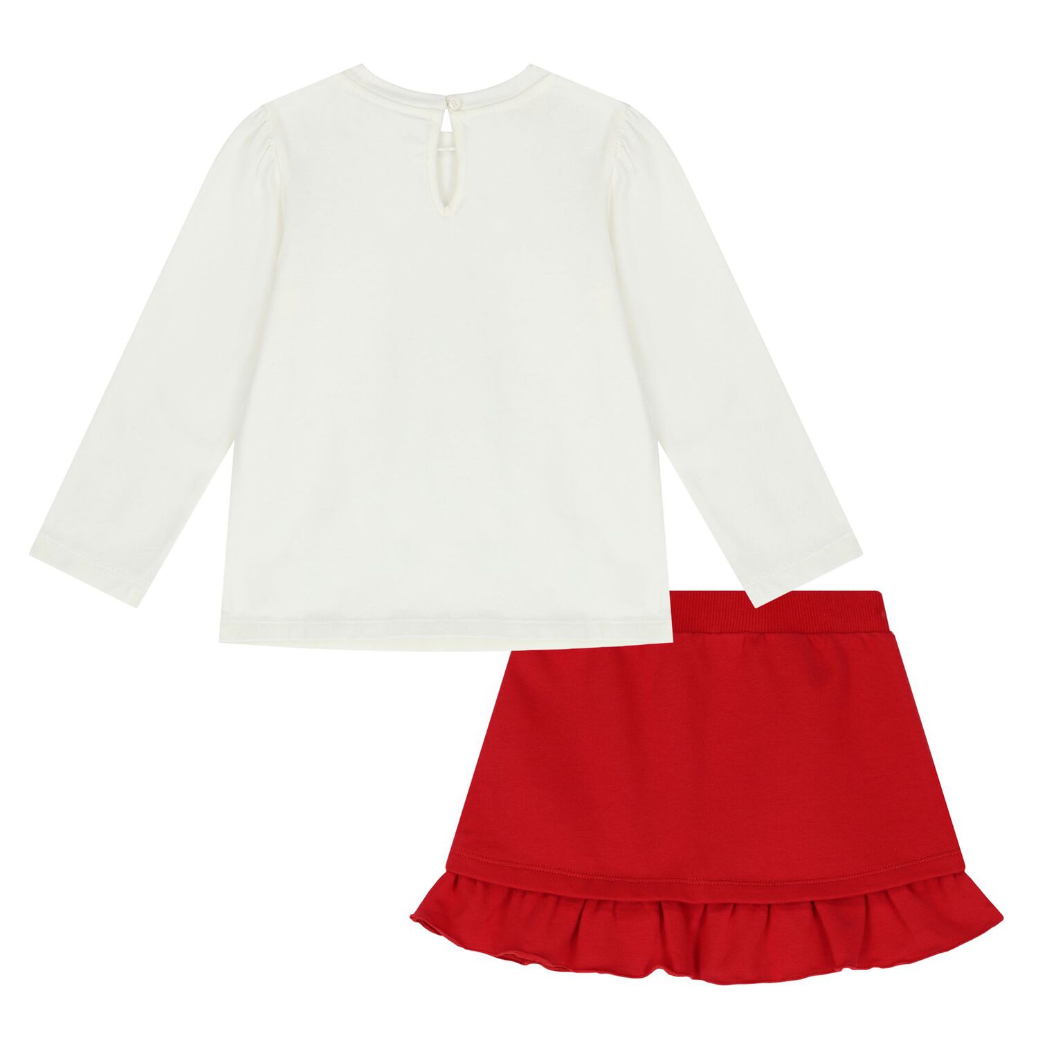 Younger Girls Ivory & Red Teddy Bear Skirt Set, 1, hi-res