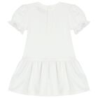 Younger Girls White Teddy Bear Logo Dress, 1, hi-res