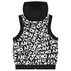 Black & White Logo Reversible Hooded Gilet, 1, hi-res