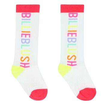 Girls White Logo Socks