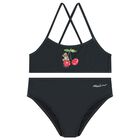Girls Black Cherry & Teddy Bear Bikini , 1, hi-res
