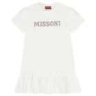 Girls White Logo Dress, 1, hi-res