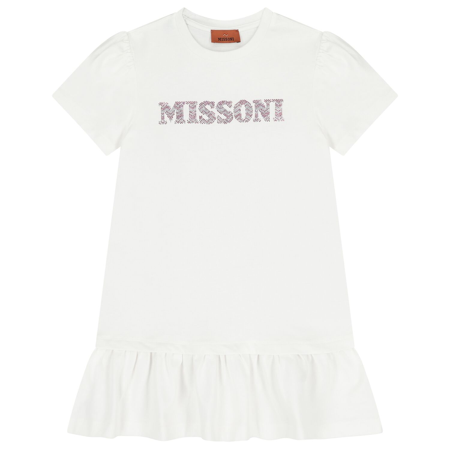 Girls White Logo Dress, 1, hi-res
