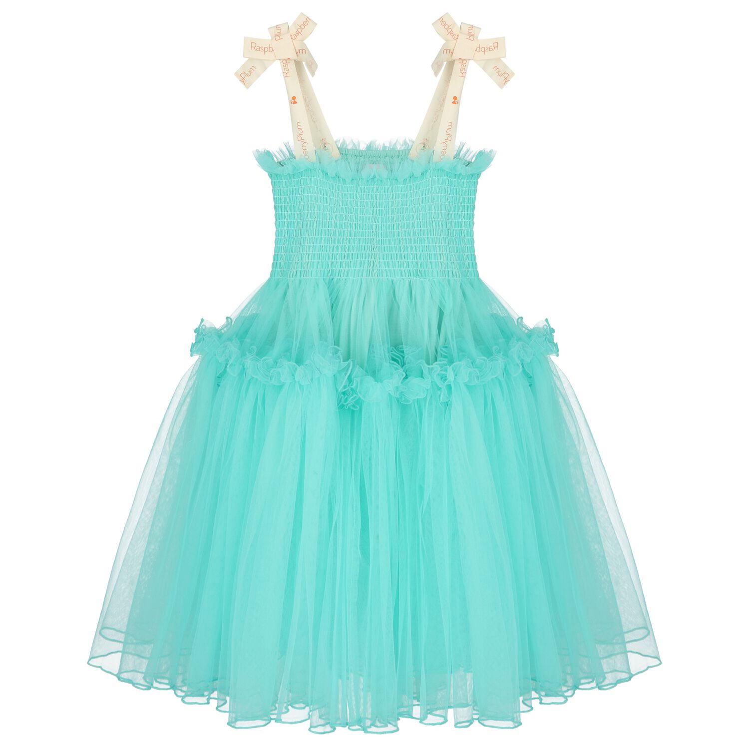 فستان تول مكشكش باللون الاخضر للبنات, 1, hi-res image number null