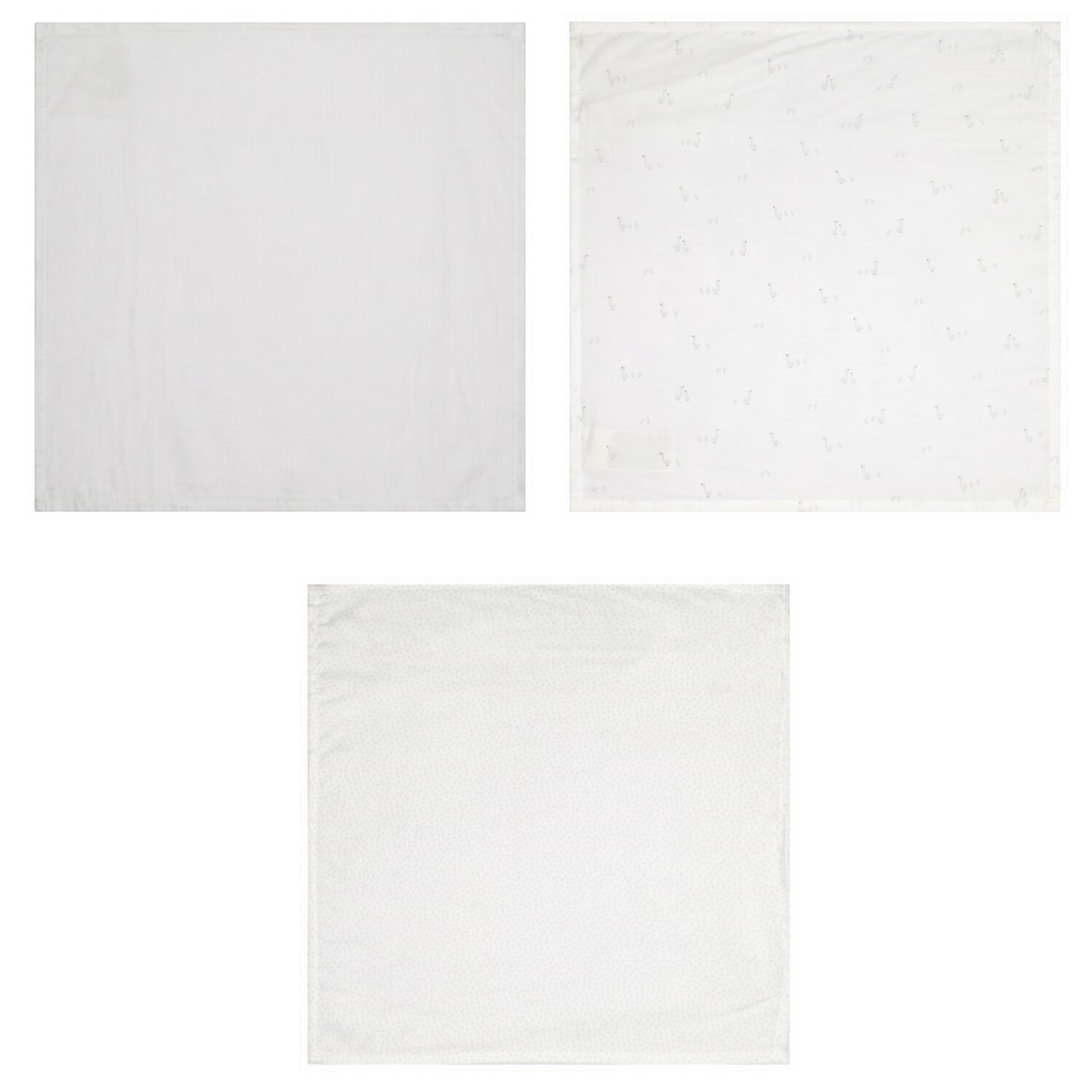 غطاء موسلين للأطفال باللون العاجي والرمادي للاولاد (3  قطع ), 1, hi-res