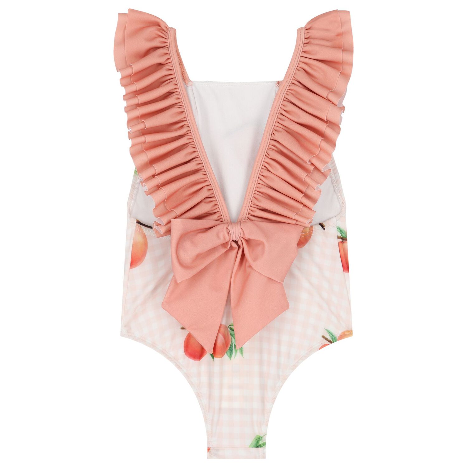 Girls Coral & White Peaches Swimsuit, 2, hi-res image number null