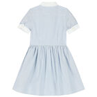 Girls White & Blue Striped Dress, 1, hi-res