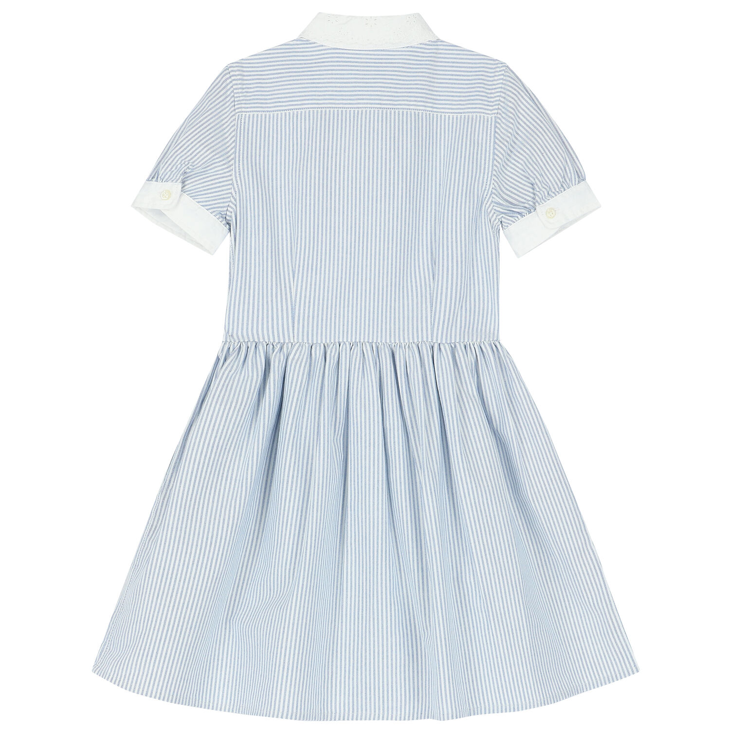 Girls White & Blue Striped Dress, 1, hi-res