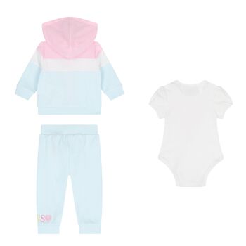 Baby Girls Pink & Blue Logo Tracksuit (3 Piece)