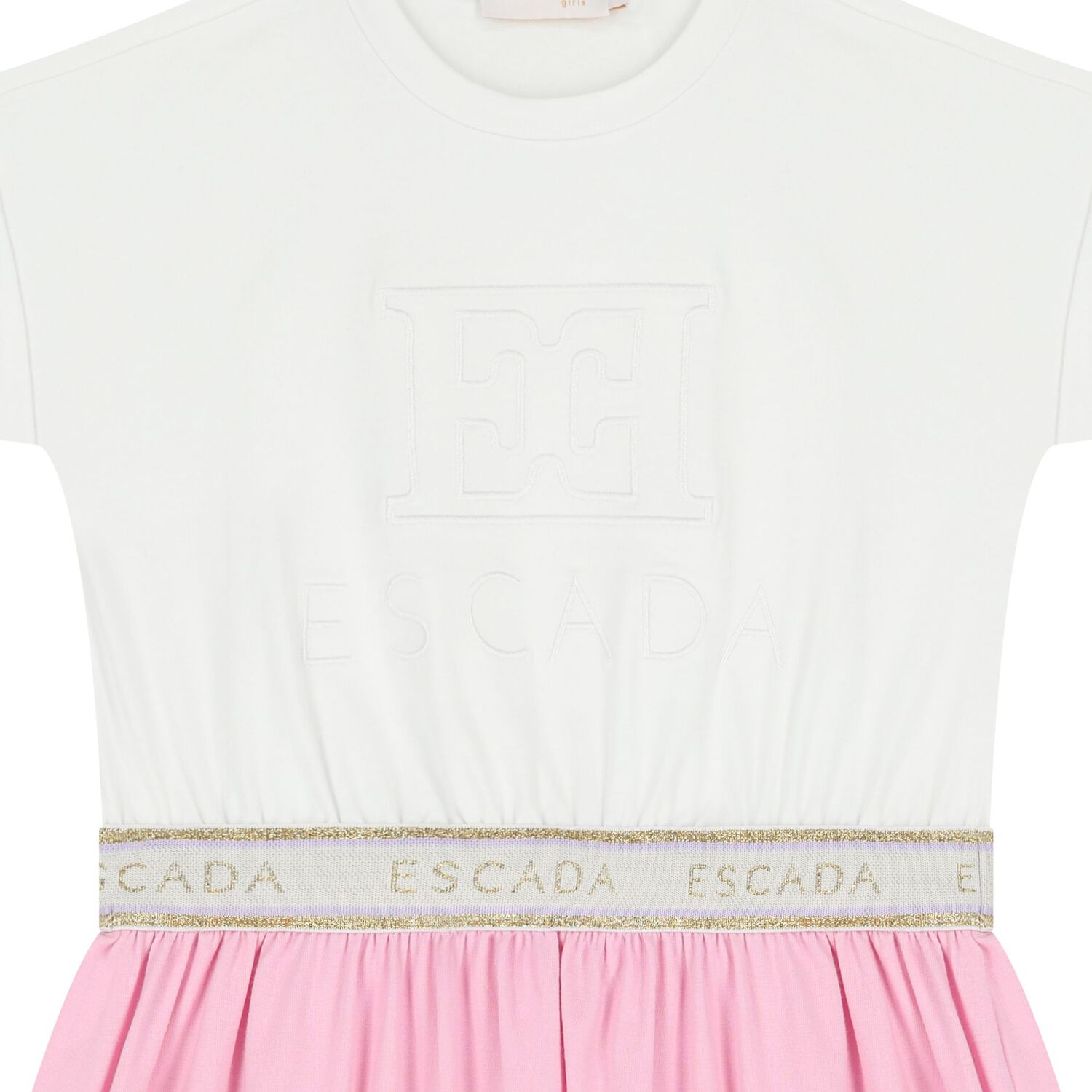 Girls White & Pink Logo Dress, 2, hi-res