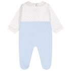 Baby Boys White & Blue Logo Babygrow, 1, hi-res