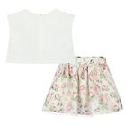 Girls Ivory & Pink Flower Skirt Set, 1, hi-res
