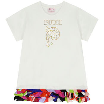 Girls Ivory Logo Dress