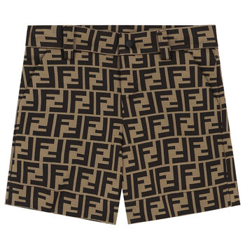 Boys Beige FF Logo Shorts
