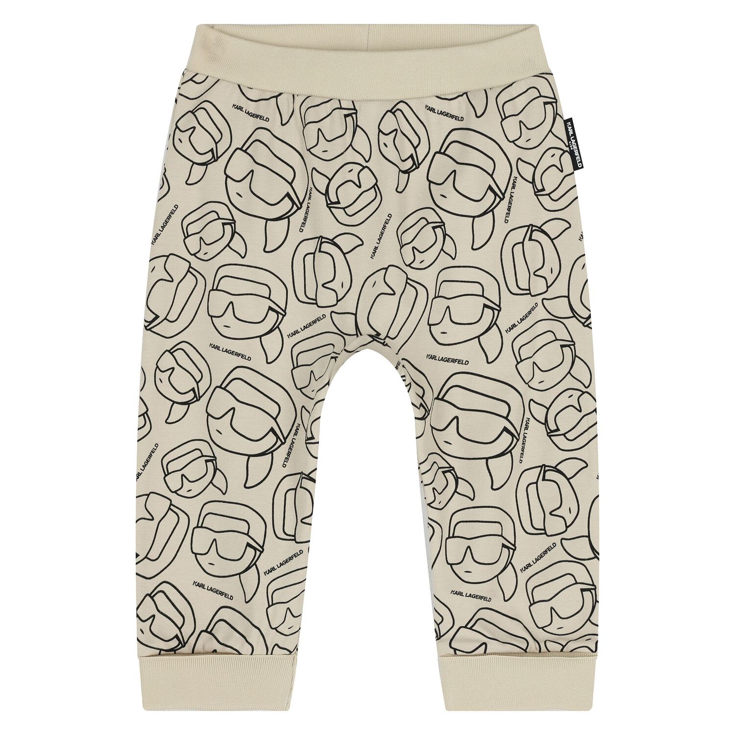 Younger Boys Ivory & Beige Ikonik Karl Tracksuit , 1, hi-res