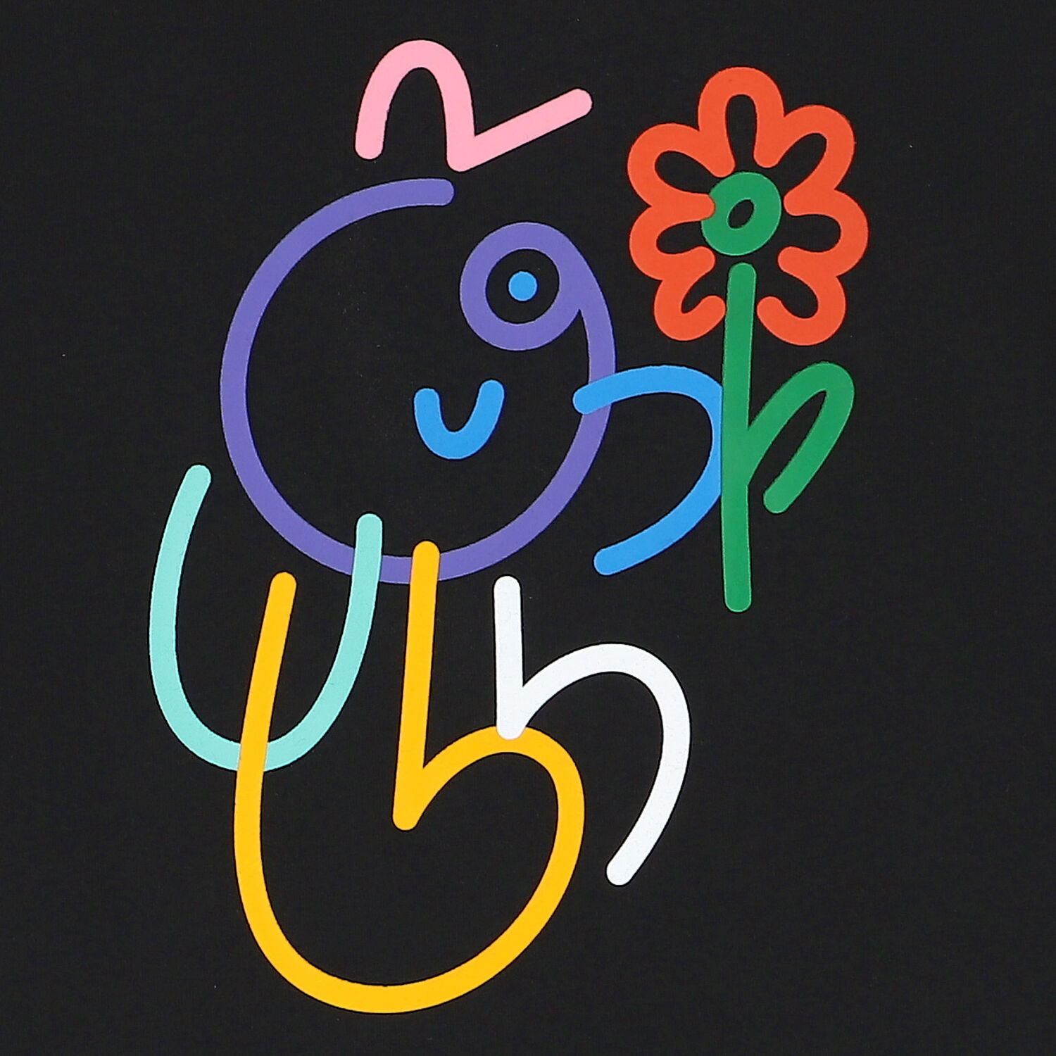 تيشيرت بالشعار باللون الاسود, 1, hi-res