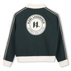 Boys Green Logo Zip Up Top, 1, hi-res